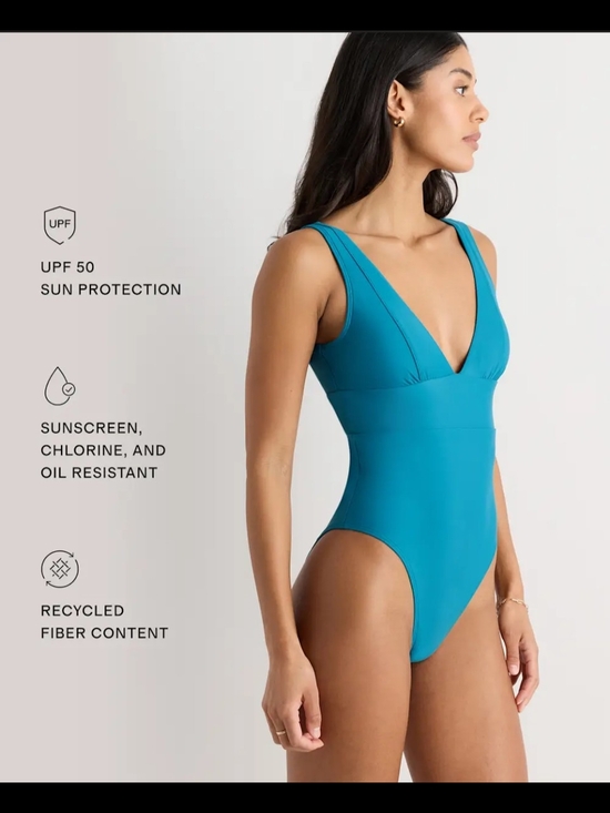 Quince Other - Quince Italian PlungTeal One-Piece Swim Suit  Large NWT